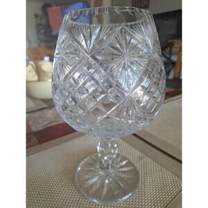 Vintage Cut Glass Lead  Crystal Vase Oversized 11"t x 6.5"w- Very Solid